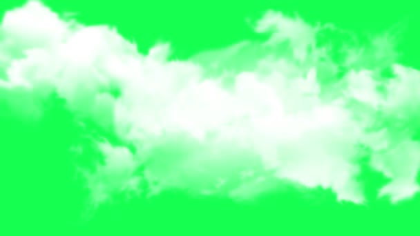 Анимация Летающие Через Облака Зеленом Фоне Экрана — стоковое видео