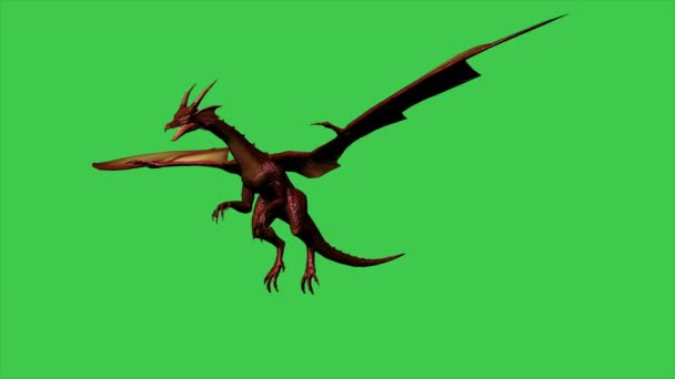 Animering Dragon Fly Separerad Grön Skärm — Stockvideo
