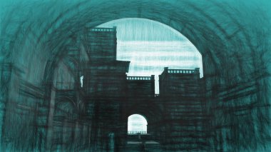 Eski şatonun 3D çizimi