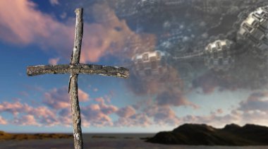 3D görüntüleme - Gelecekçi gruplara karşı ahşap haç