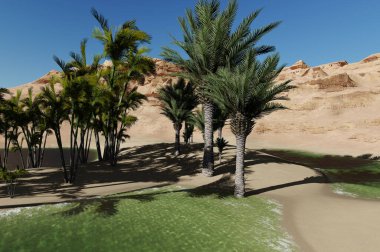 3D görüntüleme - Oasis in the Deser