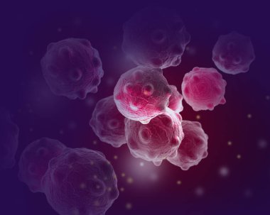 İnsan vücudundaki kanser hücrelerinin dijital 3D çizimi