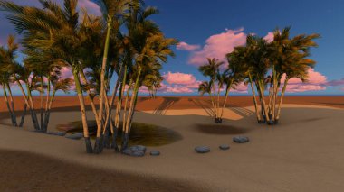 3D görüntüleme - Oasis in the Deser