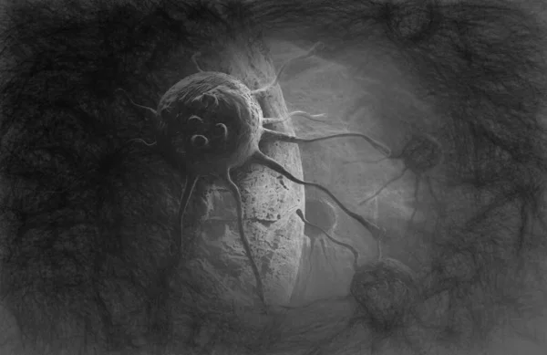 Digitale Illustration Von Krebszellen Menschlichen Körper — Stockfoto