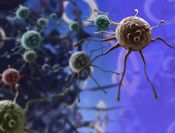 Digital 3d illustration of cancer cells in human bod