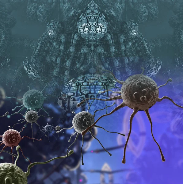 Ψηφιακή Τρισδιάστατη Απεικόνιση Των Καρκινικών Κυττάρων Στο Ανθρώπινο Σώμα — Φωτογραφία Αρχείου