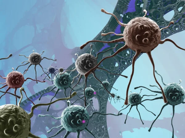 Digital 3d illustration of cancer cells in human bod