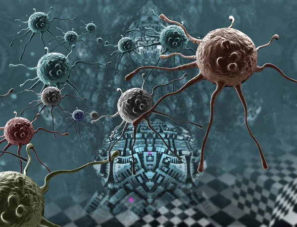 人間の体内のがん細胞のデジタル3Dイラスト — ストック写真