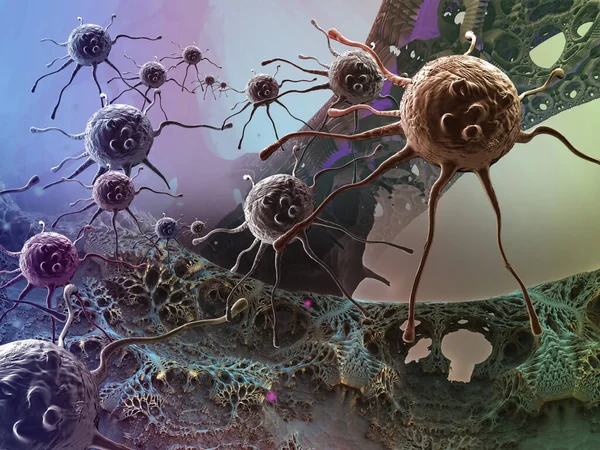 Digital 3d illustration of cancer cells in human bod