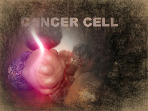 人体细胞中癌细胞的数字三维示意图 — 图库照片