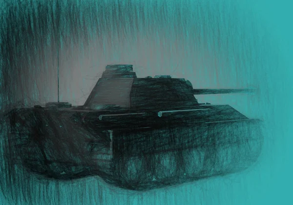 Ilustrace Vojenského Tanku — Stock fotografie