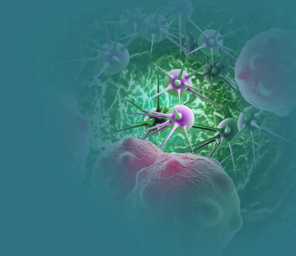 Digital 3d illustration of cancer cells in human bod