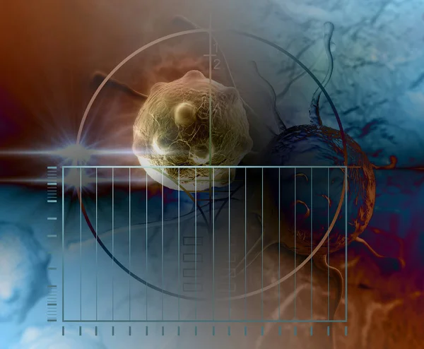 人体细胞中癌细胞的数字三维示意图 — 图库照片