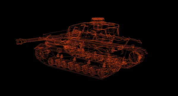 Rendering Wireframe Modell Tank Hologram Rörelse — Stockfoto