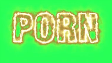 4k Porno etiketi yeşil ekranda sıcak yanan metin