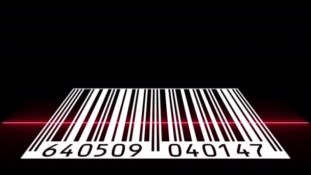 Animatie Het Lezen Van Een Barcode Met Rode Balk — Stockvideo