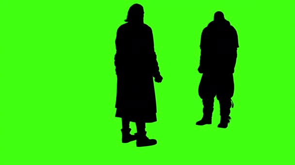 Animation Rendu Silhouettes Personnes Confrontation Physique Sur Écran Vert — Video