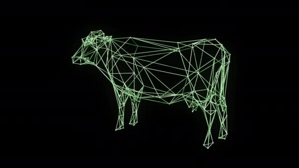 Boyutlu Görüntüleme Izole Edilmiş Klasik Süt Ineğinin Kablo Çerçeve Modeli — Stok video