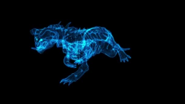 Wire Frame Animation Mythical Beast Animal Running Black Background — Stock Video