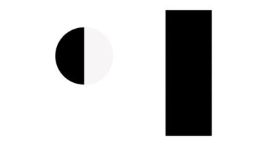 Siyah dikdörtgenin animasyonu ve minimal sanat hareketi tarzında daire