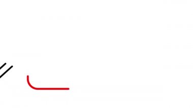 kırmızı bir dikdörtgenin animasyonu ve en az sanat hareketi tarzında iki eğri çizgi 