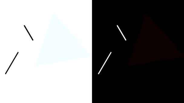 ミニマル モーション アート 白と黒の背景に二つの三角形 — ストック動画