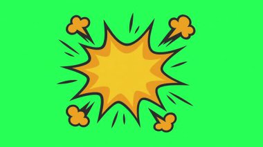 Dinamik çizgi roman tarzı patlama animasyonu, çeşitli yaratıcı projelere etkili bir aksiyon etkisi eklemek için mükemmel. İleti veya uyarı için ideal.