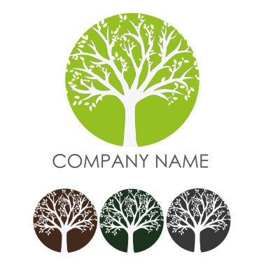 Kontur vektör Logo, vektör ağaç siluet Logo ağaç