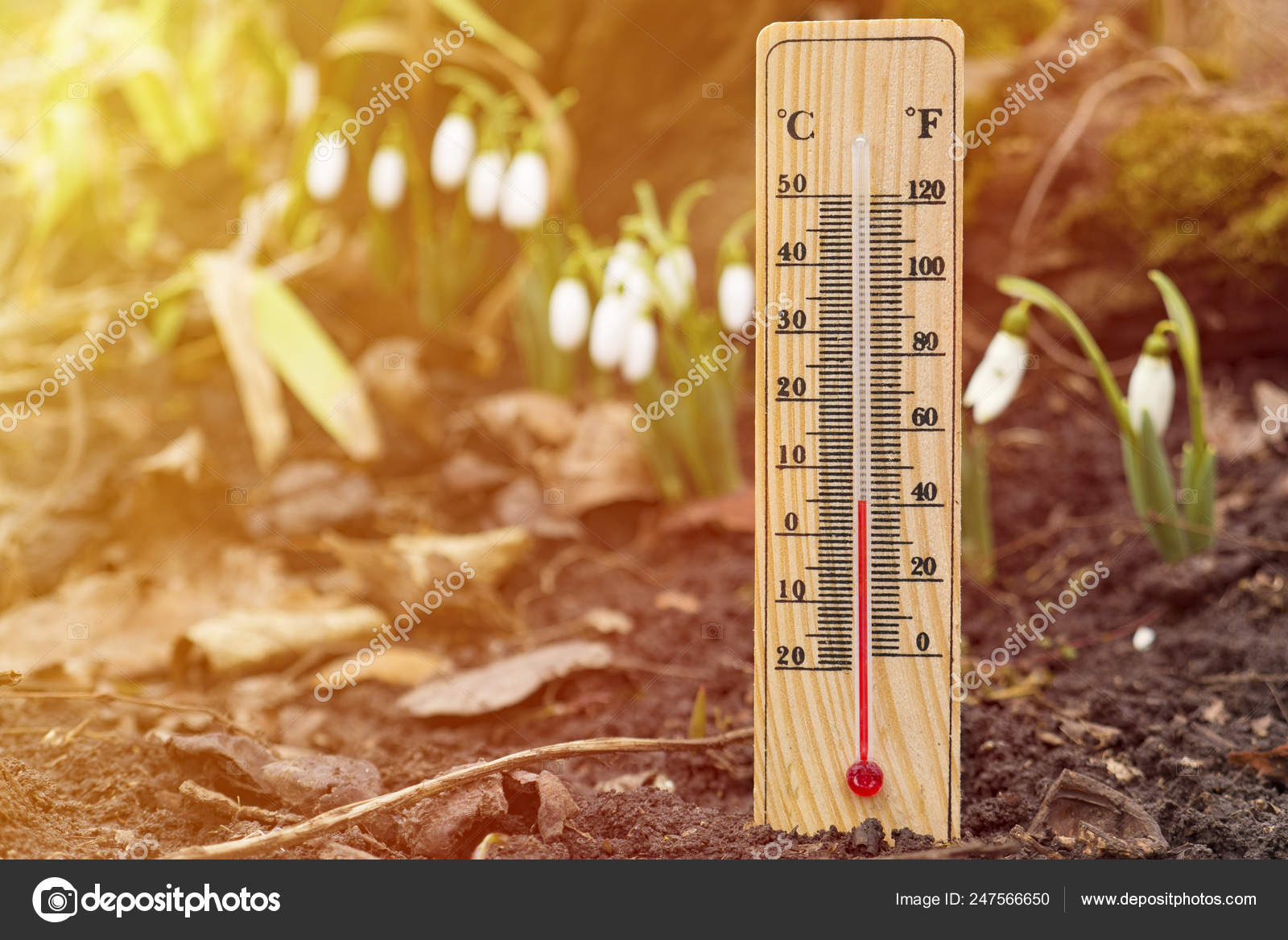 Wooden thermometer outside temperature Stock Photo by ©Egor_1896 247566650