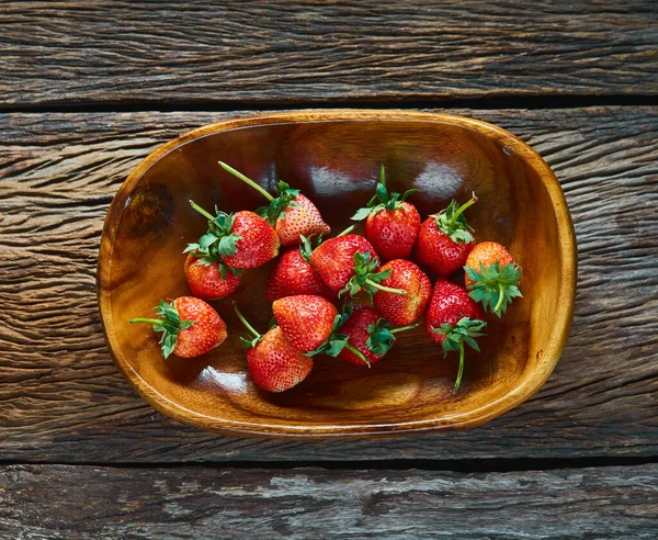 Strawberries Wood Top View — Stock Photo, Image