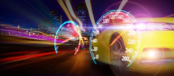 Speedometer Sport Car Motion Lighting City — Stock Photo, Image