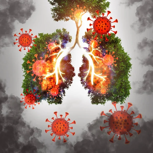 Infection Pulmonaire Des Arbres Verts Coronavirus Santé Médecine Concept Environnement — Photo