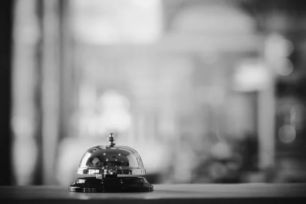 Bell call service vintage with black and white filter,Bell press ringing for notification