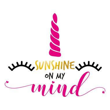 Sunshine aklımda - komik vektör metin tırnak.