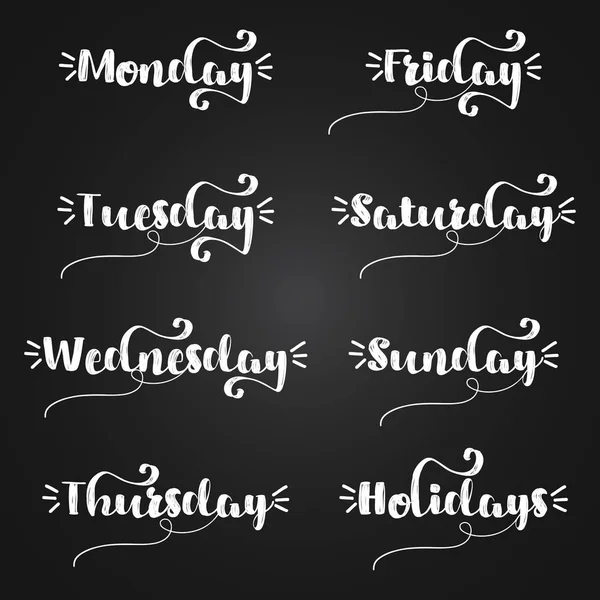 Lettering Days of Week Sunday, Monday, Tuesday, Wednesday, Thursday, Friday,  Saturday. Modern Calligr…