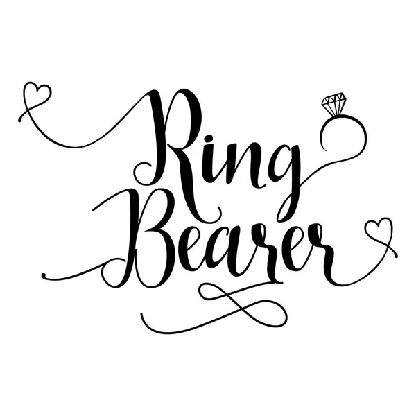 Ring Bearer Texto Tipográfico Letras Mano Vector Eps Letra Mano — Vector de stock