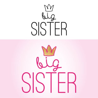 Abla - el yapımı hat vektör teklif set (siyah ve renkli) taç ile. Giyim, Hediyelik veya rezervasyon, posterler, tekstil hurda için iyi.