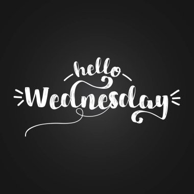 Çarşamba - posterler, el ilanları, t-shirtler, kartları, davetiyeleri, çıkartmalar, afiş için ilham verici yazı tasarımı Merhaba. El fırça kalem modern hat siyah bir kara tahta izole boyalı.