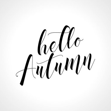 Merhaba sonbahar - metin yazı. El vektör çizim çekilmiş. Sosyal medya, temelli hurda rezervasyon, posterler, tebrik kartları, afiş, tekstil, hediyeler, gömlek, kupalar veya diğer hediyeler.