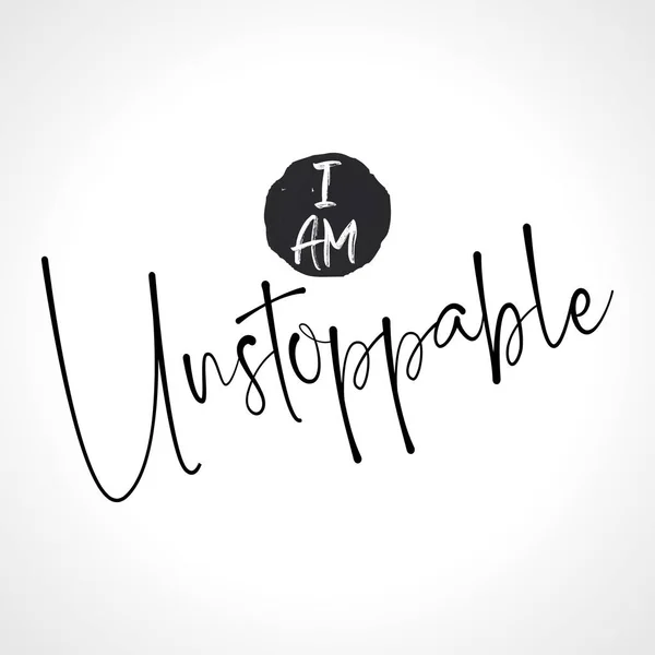 Unstoppable Komik Elle Çizilmiş Hat Metin Ben Moda Gömlek Poster — Stok Vektör