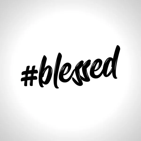 Hashtag Blessed Belettering Bericht Hand Getekende Zin Handgeschreven Moderne Borstel — Stockvector