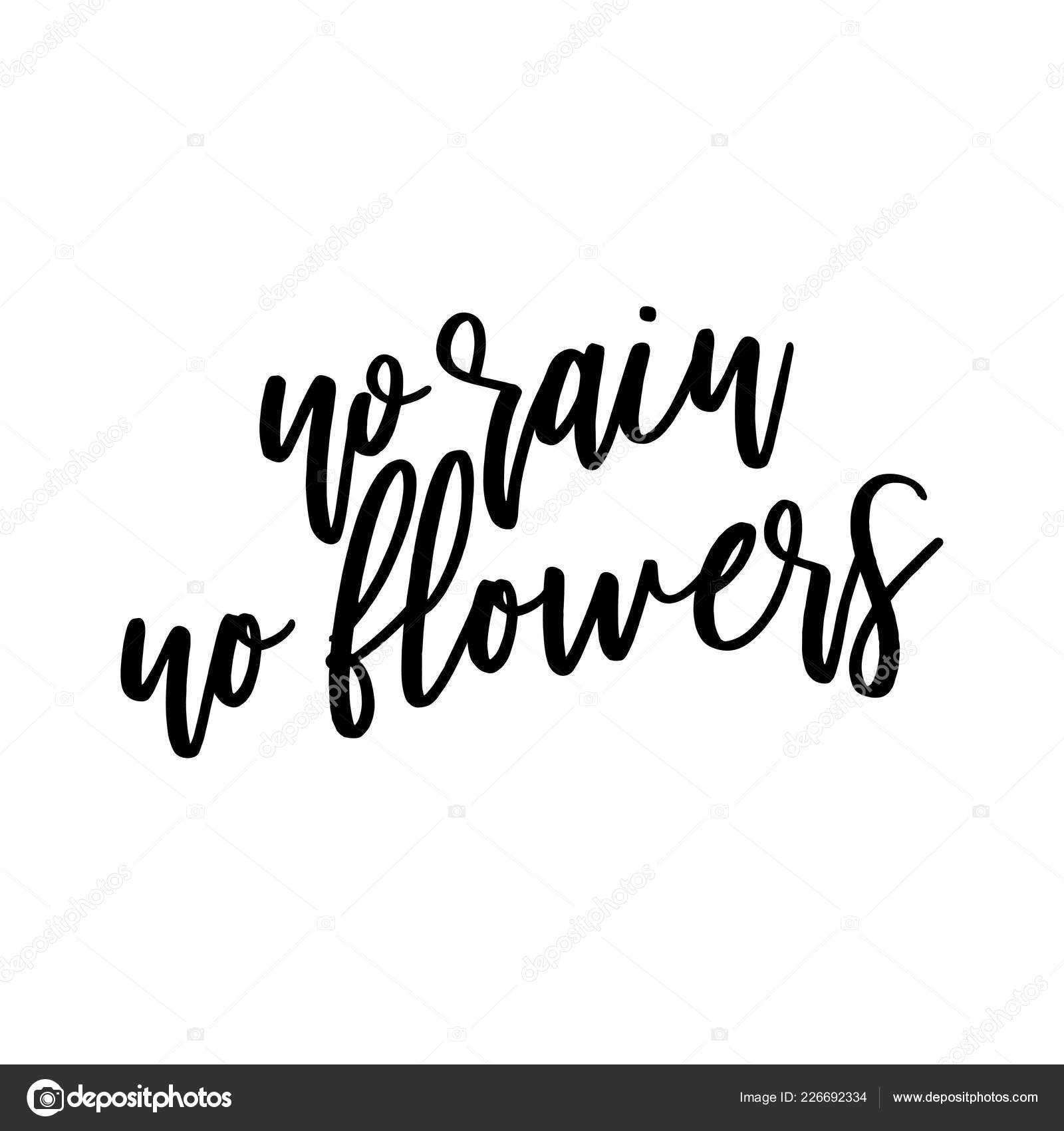 Rain Flowers Daily Mantra Happy Life Hand Drawn Lettering