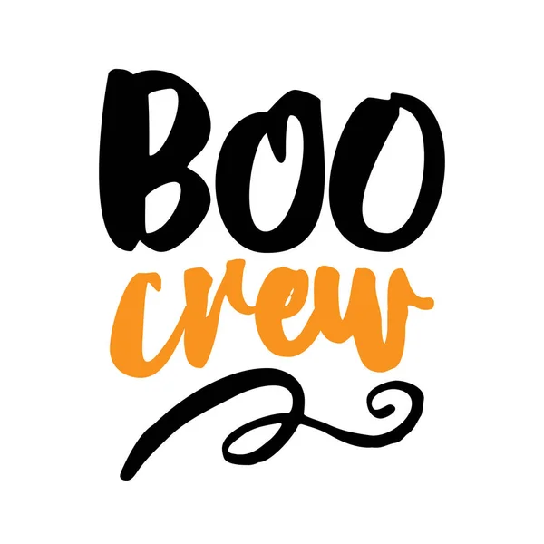 Boo Etiket Tasarım Yazı Crew Cadılar Bayramı Bindirmeleri Retro Rozeti — Stok Vektör