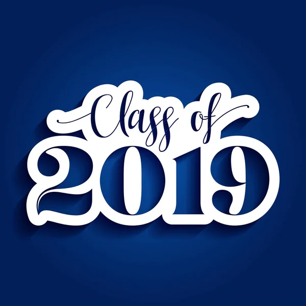 Class 2019 Congratulations Graduate Typography White Sticker Isolated Dark Blue — Stock Vector