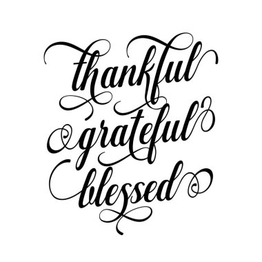 Minnettar Thankful mübarek - teklif, el yazısı ilham verici Sevgililer günü romantik ileti yazı. Elle çizilmiş cümle. Modern fırça hat el yazısı. Sosyal medya, posterler, kartları için iyi.