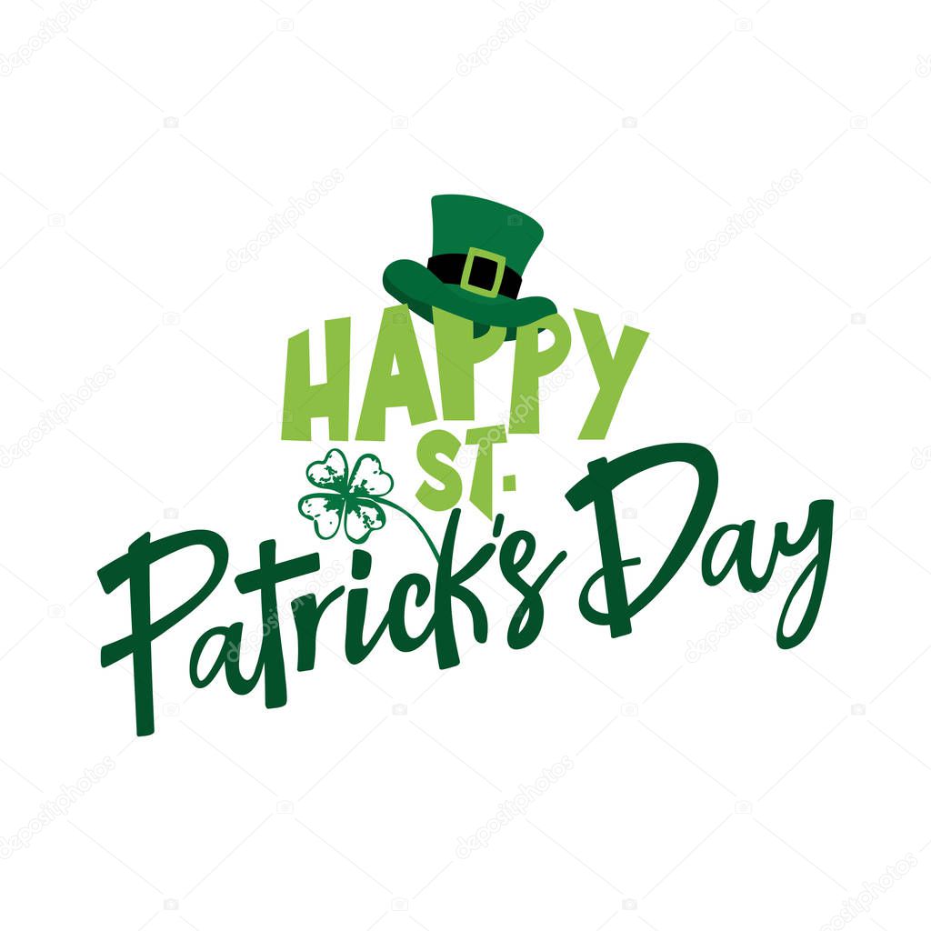Happy St Patrik's Day - funny Saint Patrik's Day inspirational lettering design for posters, flyers, t-shirts, cards, invitations, stickers, banners, gifts. Hand painted brush pen modern Irish call