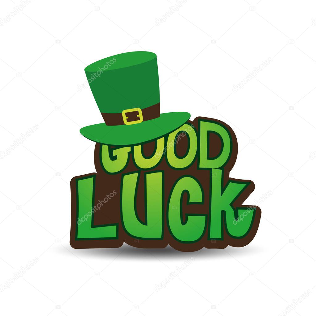 Good Luck - funny Saint Patrik's Day inspirational lettering design for posters, flyers, t-shirts, cards, invitations, stickers, banners, gifts. Hand painted brush pen modern Irish calligraphy.