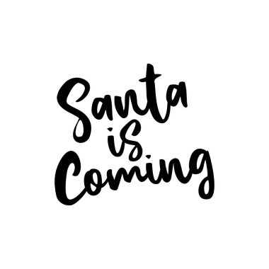 Noel Baba Noel veya diğer Hediyelik - tebrik kartı metin - hat ifade geliyor. Modern fırça harflerle ifade. El çekilmiş tasarım öğeleri, Xmas tebrik kartları, davetiyeler. Tatil fiyatları.