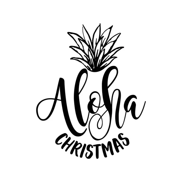 Aloha Boże Narodzenie Kaligrafia Frazę Boże Narodzenie Ręcznie Rysowane Napis — Wektor stockowy
