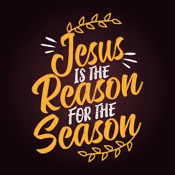 Jesus Reason Season Calligraphy Phrase Christmas Hand Drawn Lettering Xmas — Stock Vector